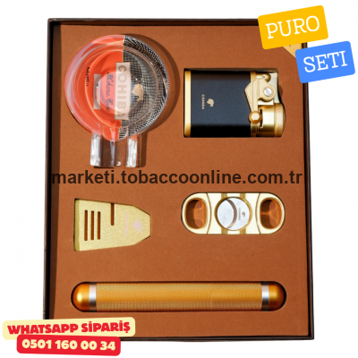 Cohiba Gold Premium Puro Seti – 5 Parça Lüks Aksesuar Kutusu Cohiba Gold Premium Puro Seti – 5 Parça Lüks Aksesuar Kutusu